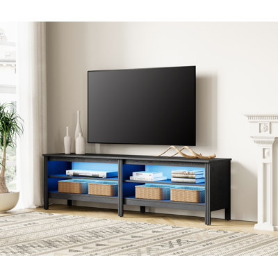 Ashae 70 Inch TV Stand With Blue LED Light For Tvs Up To 75 -  Lark Manor™, EDF48A61CE244647B46F48471073CF98