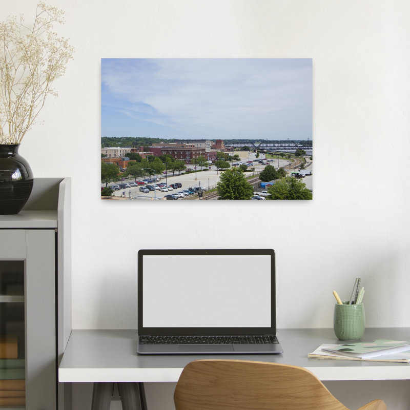 Aerial view of cars in parking area Davenport Scott County Iowa USA 1 Piece Wrapped Canvas Wall Art, 40.64 cm H x 60.96 cm W
