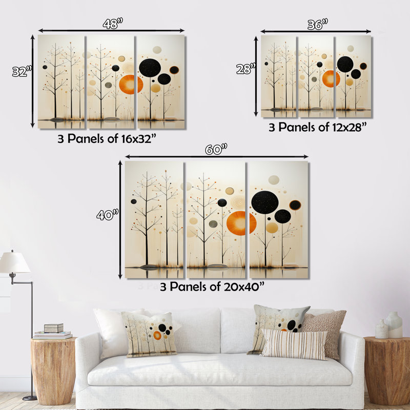 Art mural minimaliste beige du milieu du siècle - oasis minimaliste, H 30 po x l 40 po, Cadre flottant brun