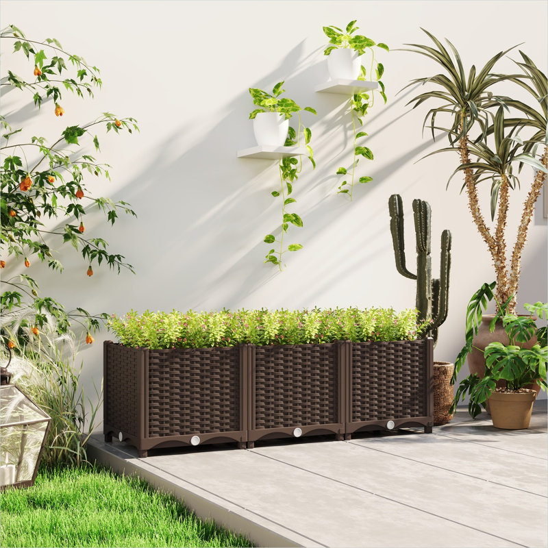 Support de rangement pour plante en brun, 1 pi, avec contrôle pratique pour l'espace extérieur, Pp