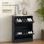 Armoire à chaussures mince pour le vestibule, armoire de rangement pour chaussures moderne cachée avec 2 tiroirs rabattables et tablettes réglables pour 12 paires de chaussures