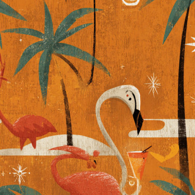 Peel and Stick Wallpaper Contact Paper Retro Diamonds 1950s Flamingos Fifties Atomic Flamingo Geometric Self Adhesive and Removable 24in x 118in(60x300cm)