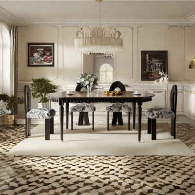 Ensemble de table de salle à manger en bois d'hévéa noir
