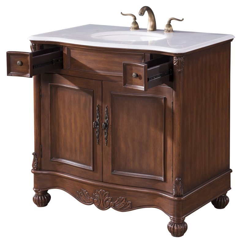 Ensemble de meuble-lavabo simple 36 po Mannie, Teck, Blanc