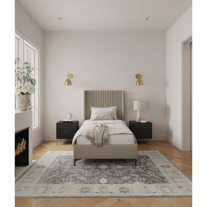 Lit simple tapissier Promenade, Beige, Simple