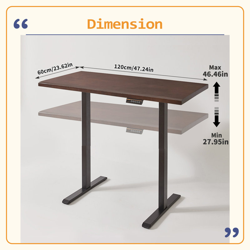 Bureau debout électrique robuste en bois d'hévéa robuste, bureau à hauteur réglable avec support à un moteur et bureau à domicile ergonomique avec pieds à 2 niveaux