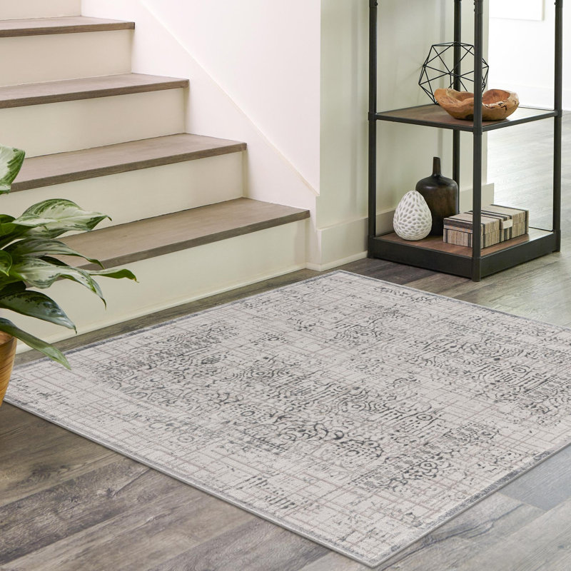 Tapis transitionnel Glencoe couleur pierre, Carré 5 pi 3 po x 5 pi 3 po