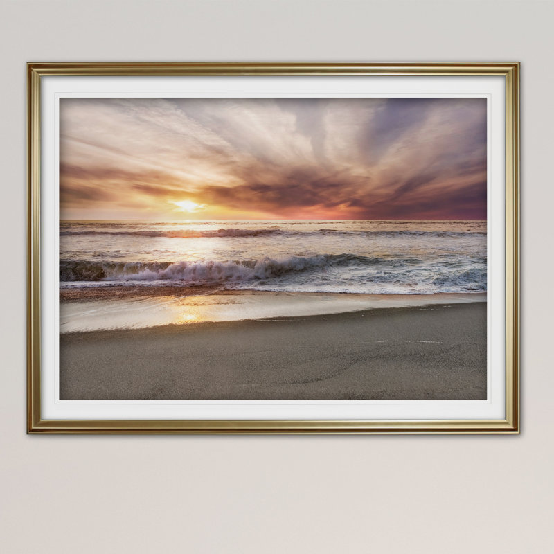 Point Reyes Beach Sunset - reproduction de cadre photo, Or, H 30 po x l 40 po x P 1,5 po