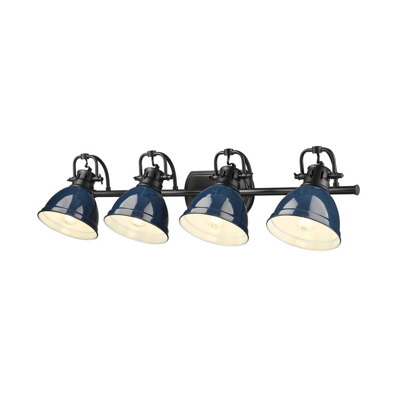 Ensemble de meuble-lavabo 4 lumières Brynnan, Noir mat, Bleu marine mat