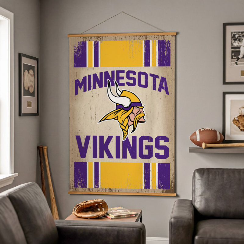 Tapisserie murale en toile 36 po x 54 po Minnesota Vikings, Vikings du Minnesota