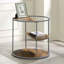 Table de bout à demi-tablette unique de style industriel avec finition grise et noyer avec trois tablettes, table basse thermolaquée - non incluse