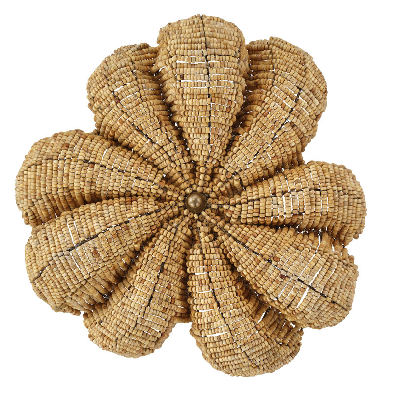 Anguilla Semi-Flush Mount in Blue Wood Beads, Natural