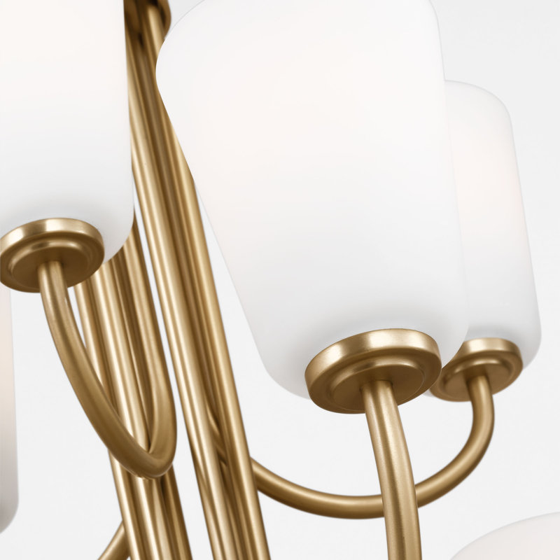 Miles Nine Light Chandelier from Generation Lighting , Satin Brass