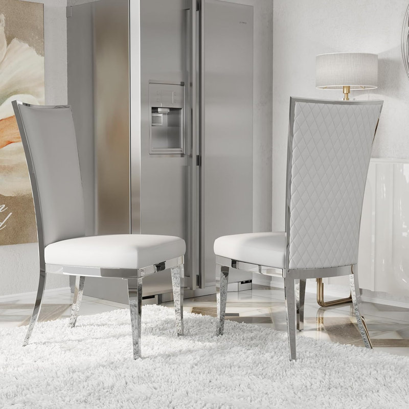 Ensemble de 2 chaises de salle à manger Glam White
