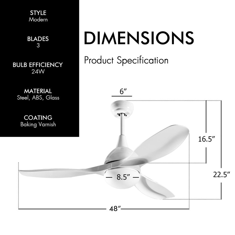 Conklin 48'' Ceiling Fan with LED Lights, White