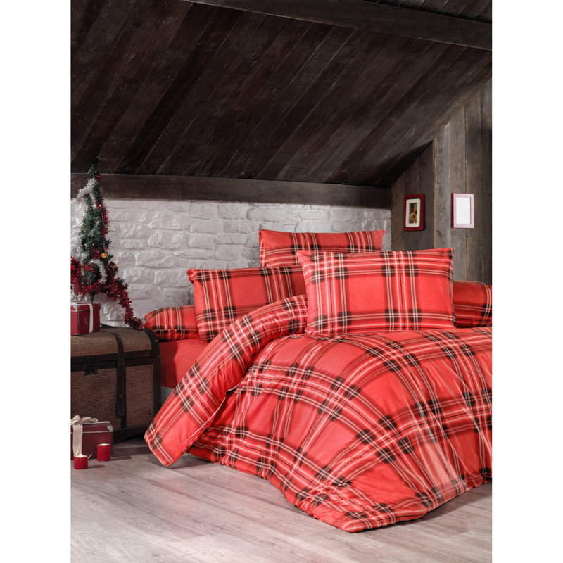 Ensemble de housse de couette 2 pièces rouge / noir Trafalgar, Housse de couette 61 po x 87 po + 1 taie d'oreille
