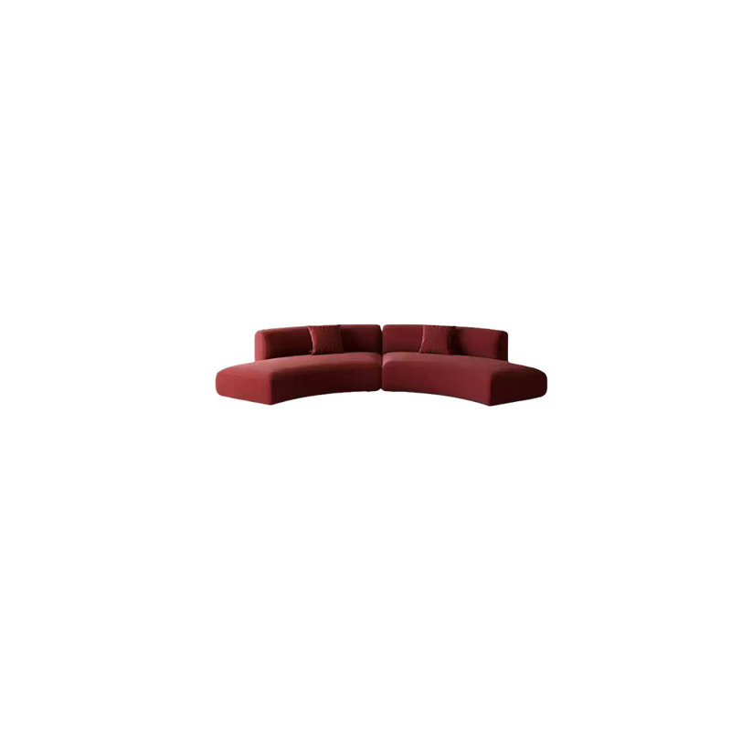 Canapé courbé semi-circulaire rouge vin, 4, H 27,56 po x l 110,11 po x P 25,59 po