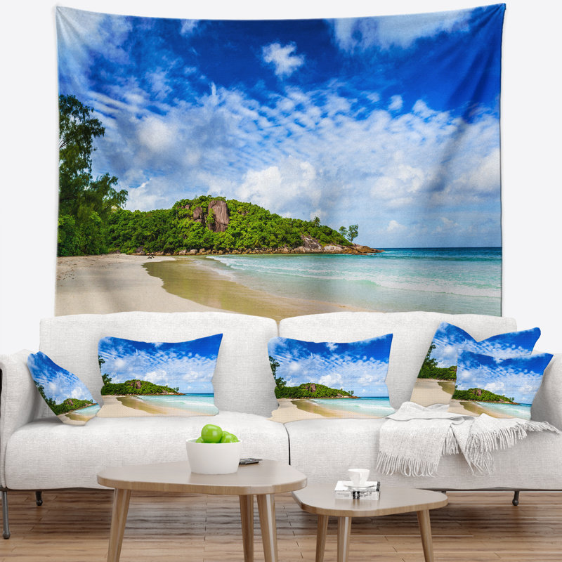 Tapisserie de plage tropicale tranquille Seychelles, H 50 po x l 60 po