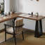 Bureau brun en bois massif en forme de L + fer-108839991-108839993