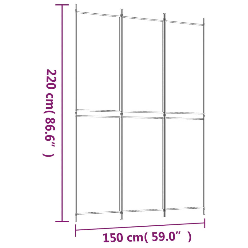 Kahleo Room Divider, 220cm H x 150cm W, 3, White