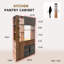 Garde-manger 70,9 "avec tablette à micro-ondes, 5 tiroirs et portes en verre