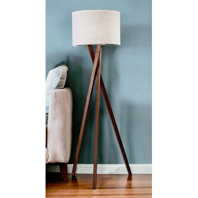 Nokes 18'' Brown Tripod Floor Lamp