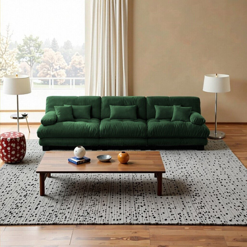 Canapé modulaire en chenille 3 places - Canapé modulaire à assise profonde pour salon confortable, vert, Vert