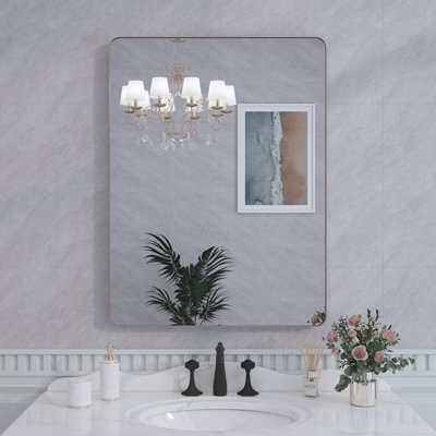 Lesamuel Filleted Corner Wall Mounted Bathroom and Vanity Mirror With Aluminum Frame