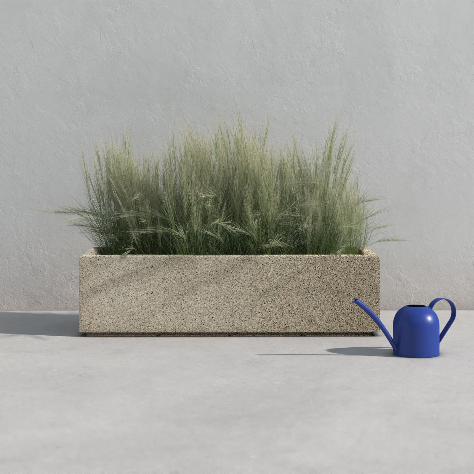 Gita Planter Box, 12" H x 46" W x 17" D, Sandstone Granite