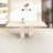 Rectangular Extendable Dining Table for 6-10 People with Veined Travertine Pattern