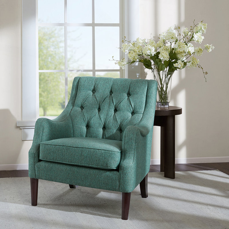 Button Tufted Accent Chair, Teal
