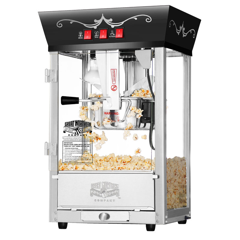 Matinee Black Stainless Steel 8oz Countertop Popcorn Machine