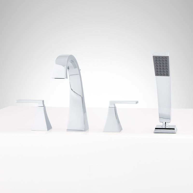 Vilamonte 4-Hole Roman Tub Filler And Hand Shower - Without Rough-In Valve, Chrome