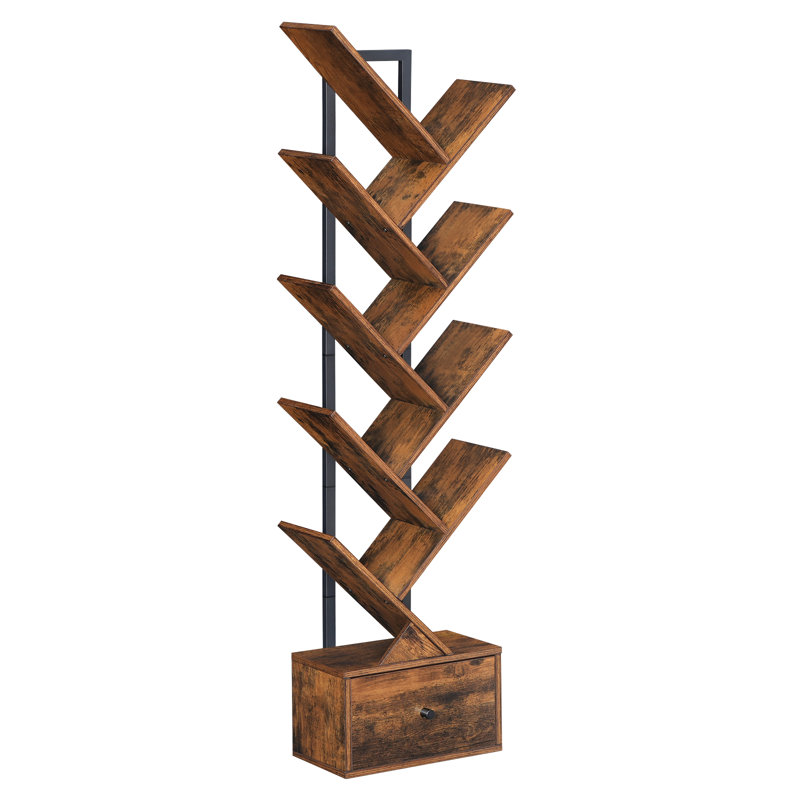 9-Tier Bookcase Tree Bookshelf with Drawer