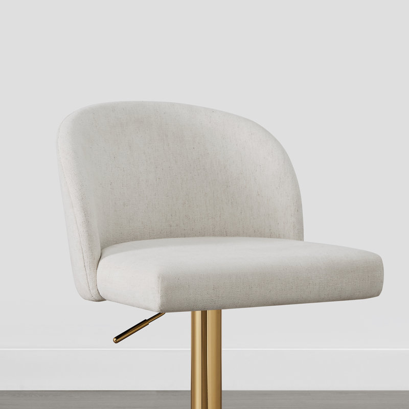 Keily Swivel Adjustable Height Bar Stool, Gold, 3, Cream
