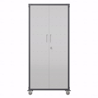 71" Metal Garage Storage Cabinet With Wheels  - Heavy-Duty Tool Storage Cabinet For Home, Office, School, And Garage Organization