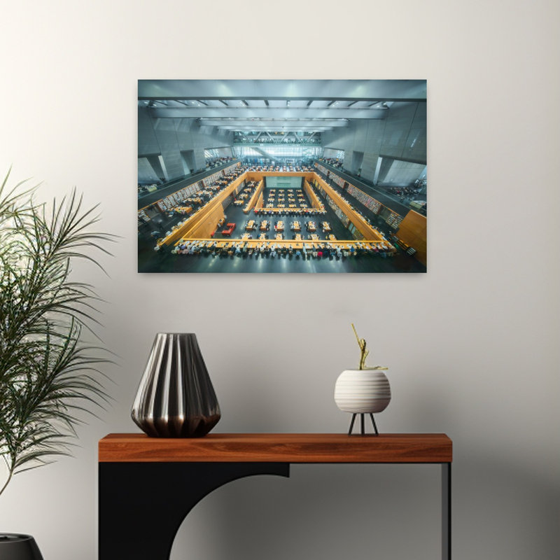 «Grand Library Interior Modern Architecture», reproduction d'art murale, H 16 po x l 24 po