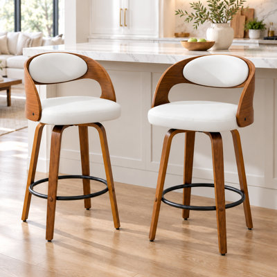 Tabourets de bar pivotants en similicuir 30 po Modern, tabourets de bar en bois avec repose-pieds