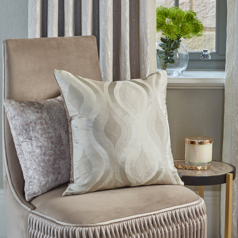 Geometric Square Cushion, Brown, Polyester