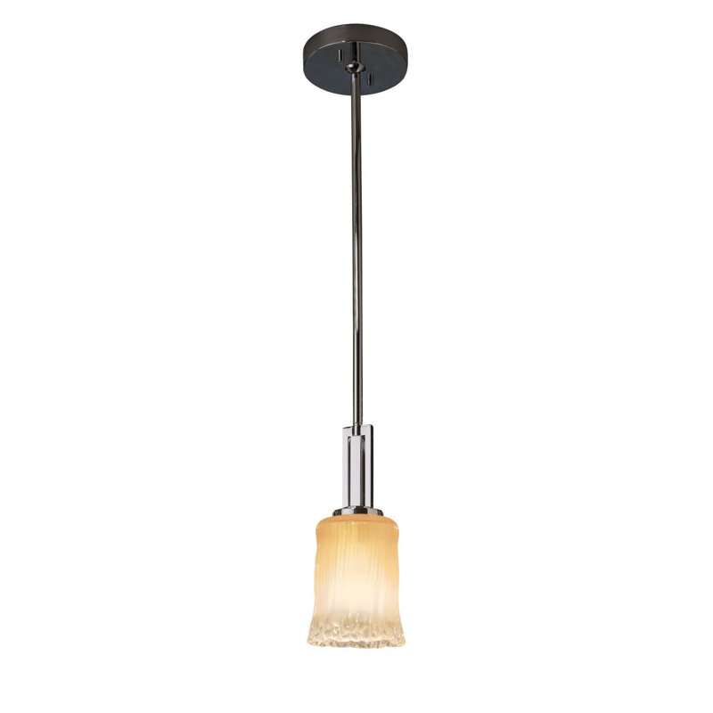 Luminaire suspendu DEL à 1 lumière à une cloche Leroux, Amber, Chrome poli, Incandescent