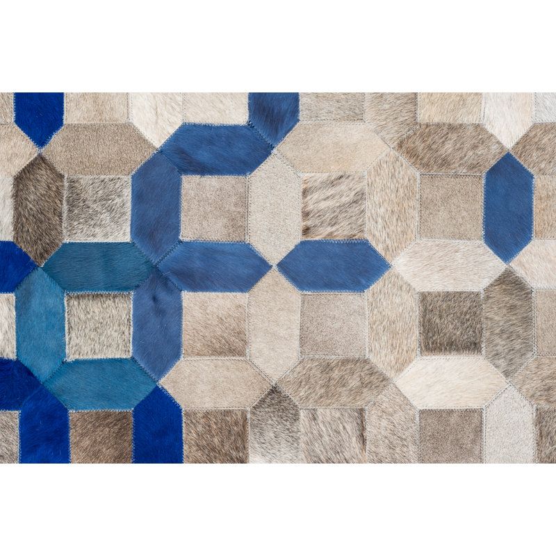 Trellis Cowhide Geometric Area Rug