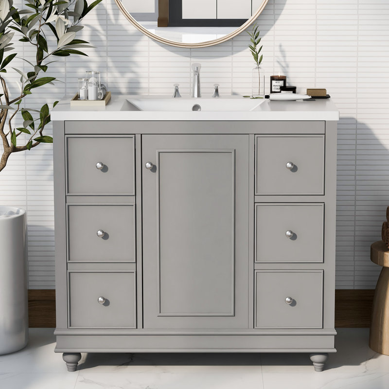 Base de meuble-lavabo simple 36 po seulement, Gris