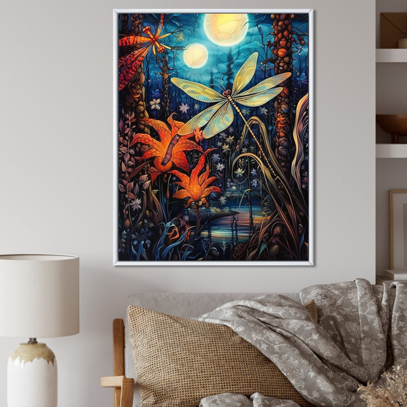 Majestueuse libellule dans une forêt enchantée, Toile tendue, H 32 po x l 24 po x P 1 po
