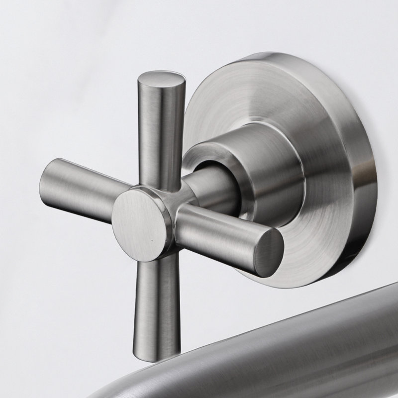 SUMERAIN High Flow Bathtub Faucet,  Extra Long Spout Double Handle Wall Mounted Tub Filler, Brushed Nickel, Cross Handle