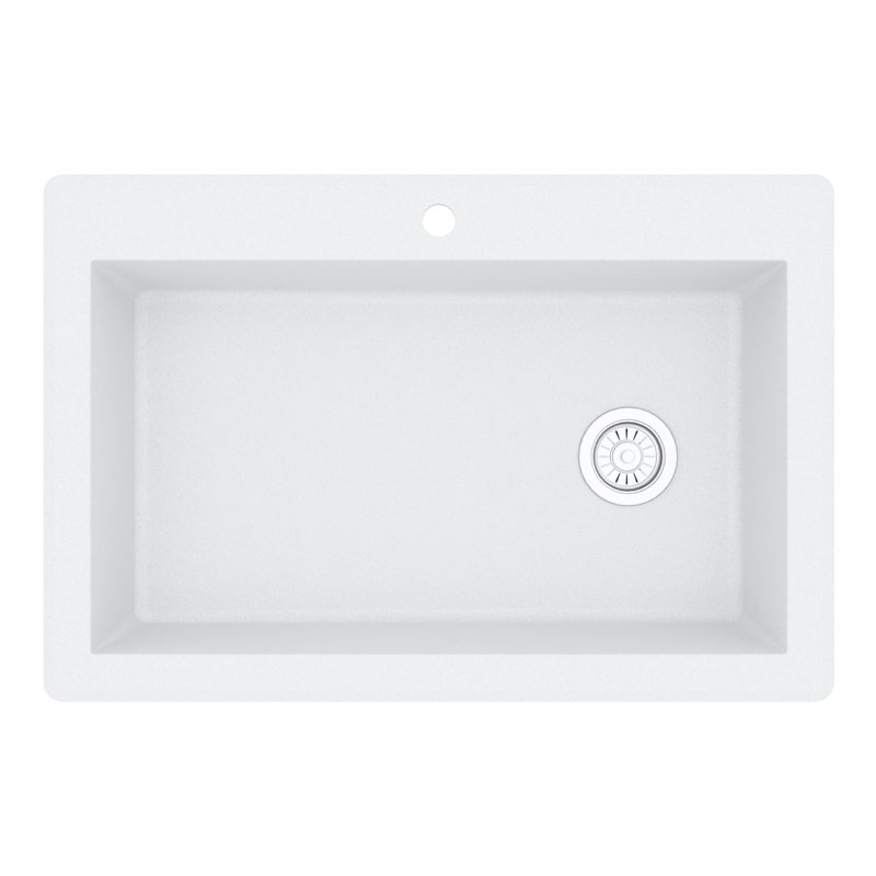 Karran Drop-in Quartz Composite 33'' X 22'' 1-Hole Single Bowl Kitchen Sink, White