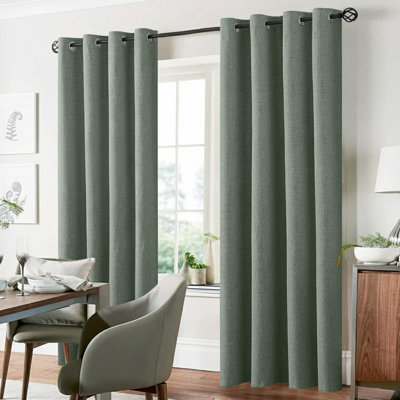 100% Linen Blackout Eyelet Ready Made Curtain( Set Of 2)