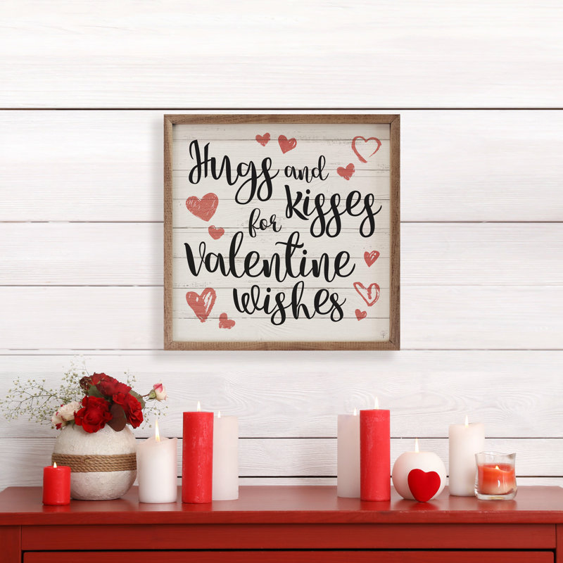 Valentine Wishes Hearts Whitewash, H 24 po x l 24 po