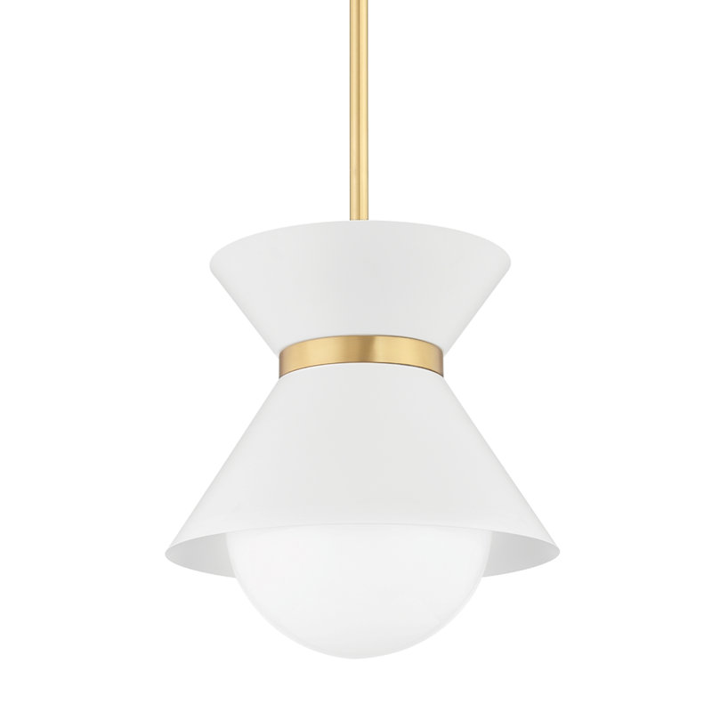 White Glass Globe Pendant Light with Polished Nickel Finish
