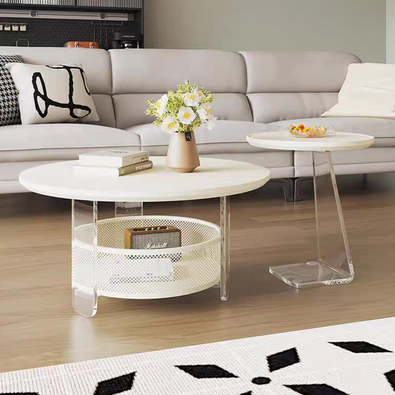 Table basse moderne simple de style crème, H 16,14 po x L 31,49 po x l 31,49 po