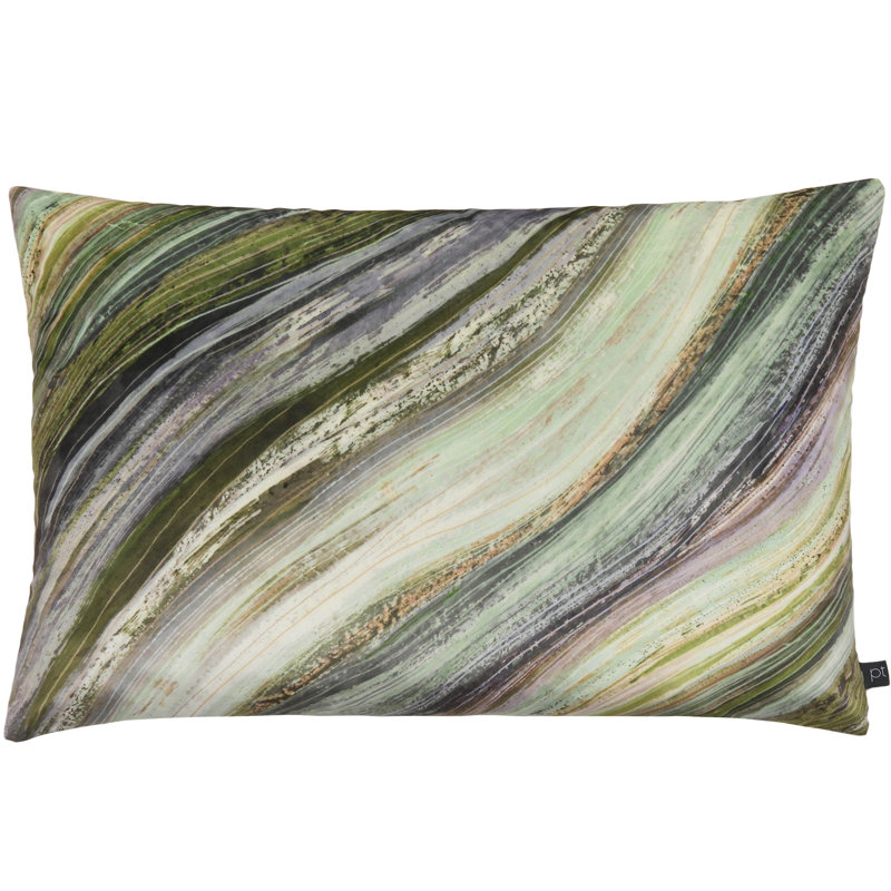 Prestigious Striped Rectangular Cushion, Feather, Green/Grey/Purple